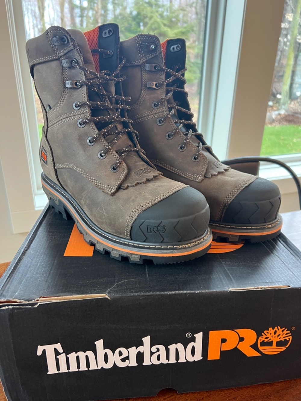 Timberland PRO Brown Boondock HD 8” composite safety toe, Waterproof, Men 10.5
